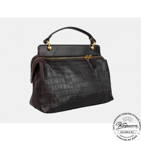 Женская кожаная сумка "Орнелла" (коричневый кроко)